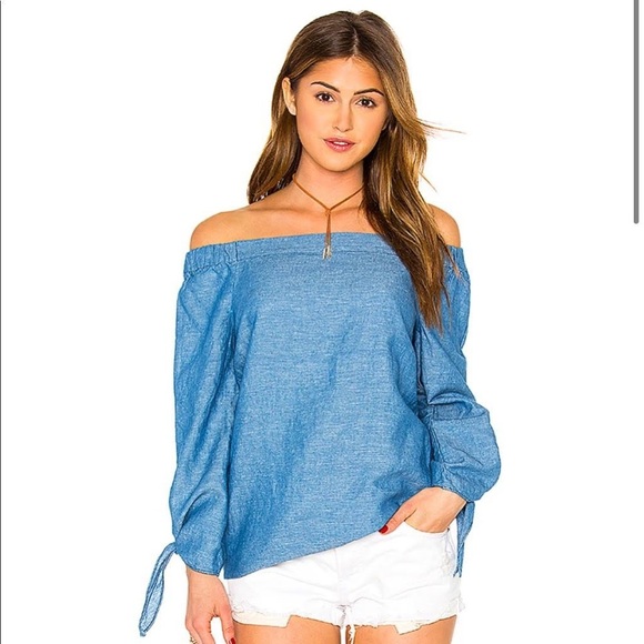 Free People Off the Shoulder Linen Blend Blouse Size XS - Picture 1 of 7